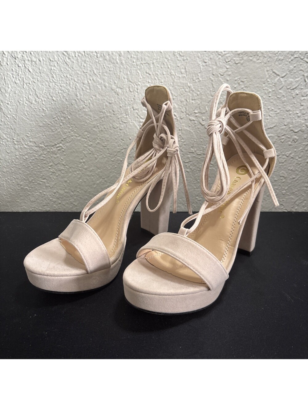 Chase & Chloe Nude Platform Block Heel Sandals Size 6.5